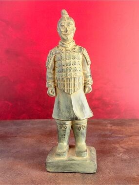 Ceramic Chinese Terracotta Warrior Soldier Statue Antiqued Finish 9.5"